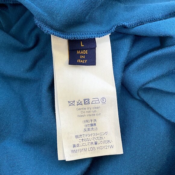 LOUIS VUITTON Teal Cotton Jacquard Velour 'Space' Logo Tee - Picture 7 of 8